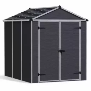 Palram 6x8 Canopia Rubicon Double Door Plastic Shed - Dark Grey