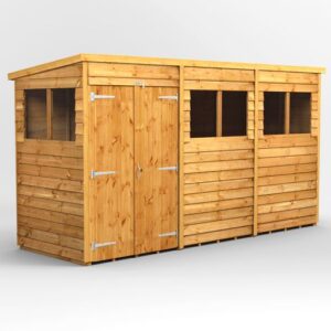Power 12'x4' Overlap Timber Pent Shed (window or windowless) (single or double door)
