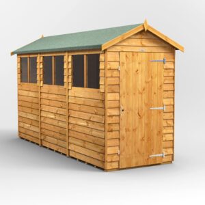 Power 12'x4' Overlap Timber Apex Shed (window or windowless) (single or double door)