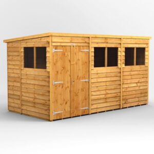 Power 12'x6' Overlap Timber Pent Shed (window or windowless) (single or double door)