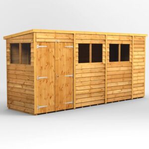 Power 14'x4' Overlap Timber Pent Shed (window or windowless) (single or double door)