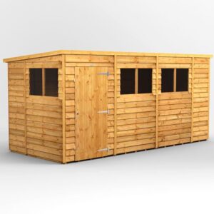 Power 14'x6' Overlap Timber Pent Shed (window or windowless) (single or double door)