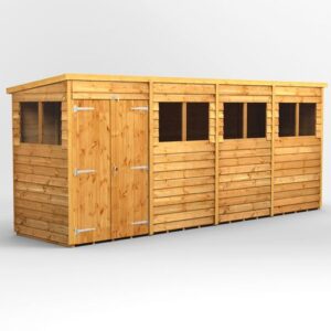 Power 16'x4' Overlap Timber Pent Shed (window or windowless) (single or double door)