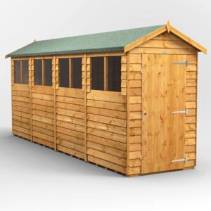 Power 16'x4' Overlap Timber Apex Shed (window or windowless) (single or double door)