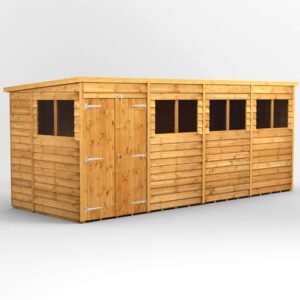 Power 16'x6' Overlap Timber Pent Shed (window or windowless) (single or double door)