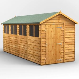 Power 16'x6' Overlap Timber Apex Shed (window or windowless) (single or double door)