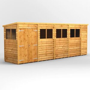 Power 18'x4' Overlap Timber Pent Shed (window or windowless) (single or double door)