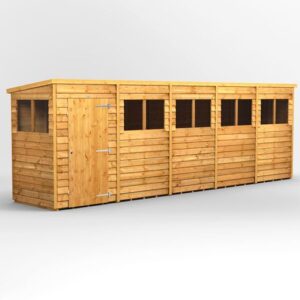 Power 20'x4' Overlap Timber Pent Shed (window or windowless) (single or double door)