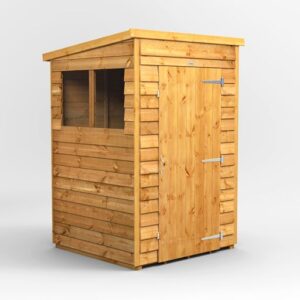 Power 4'x4' Overlap Timber Pent Shed (window or windowless) (single or double door)