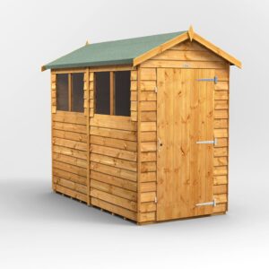 Power 8'x4' Overlap Timber Apex Shed (window or windowless) (single or double door)