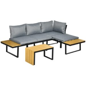 Outsunny 3 Piece Patio Furniture Set - Dark Grey