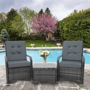 Outsunny 2-Seater Rattan Garden Furniture Bistro Set - Grey