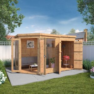 Mercia 7'x 11' Premium Corner Summerhouse and Side Shed