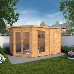 Mercia 8'x 12' Premium Corner Summerhouse and Side Shed