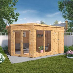 Mercia 9'x 13' Premium Corner Summerhouse and Side Shed