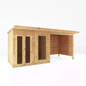 Mercia 16'x 6' Maine Pent Timber Summerhouse and Patio Area