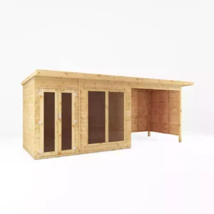 Mercia 18'x 6' Maine Pent Timber Summerhouse and Patio Area