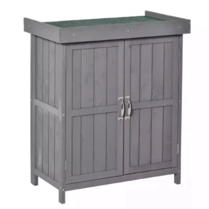 Outsunny Timber Outdoor Garden Cabinet - Grey