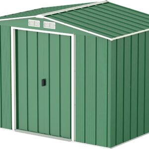 Sapphire 8x6 Metal Apex Garden Shed - Green