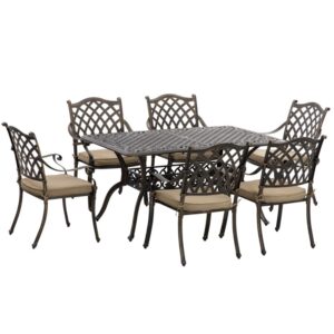 Outsunny Cast Aluminium 6-Seater Patio Dining Set - Bronze
