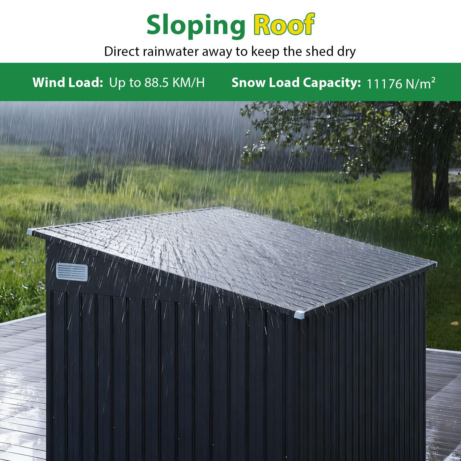 Pro-Tect 7.5'x5' Dual Entrance Metal Lean To Shed - Dark Grey - Image 9