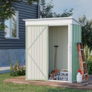 Outsunny 5'x3' Metal Pent Garden Shed - Mist Green