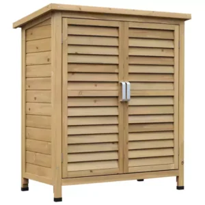Outsunny 1.5'x 2.8' Fir Timber Slatted Door Garden Storage Cabinet