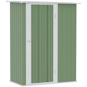 Outsunny 4.5ft x 2.5ft Metal Garden Storage Shed - Mist Green.