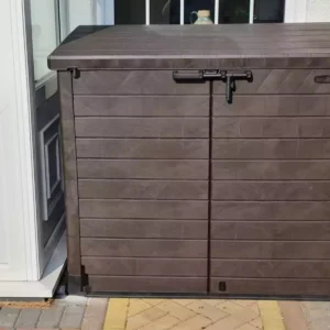 Duramax Storeaway Flat Lid Plastic Bin Store - Double Cedar Grain Brown