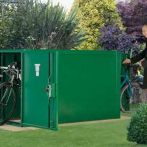 Asgard 3'x6' Double Ended Metal Bike Shed- with 3 Point Locking System