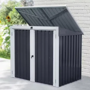 OutSunny 5x3 Double Metal Bin Store - Black.