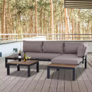 Outsunny 3-Piece Aluminium Outdoor Garden Furniture Set - Mixed Grey