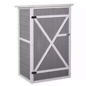 Outsunny Timber 1.8' x 2.4' Small Fir Timber Garden Storage Shed - Grey