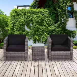 Outsunny Rattan Garden Furniture 2 Seater Furniture Set - Grey