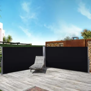 Outsunny 20'x6' Dual Retractable Awning Fence Screen - Black