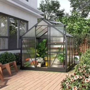 Outsunny 6'x6' Clear Polycarbonate Greenhouse - Grey