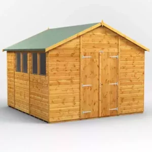 Power 10'x10' Tongue and Groove Timber Apex Shed (window or windowless) (single or double door)