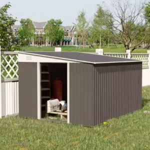 Outsunny 9ft x 11ft Metal  Pent Garden Shed -Grey.
