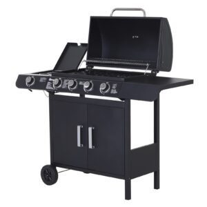 Outsunny 4+1 Gas Burner Barbecue Grill with Side Burner