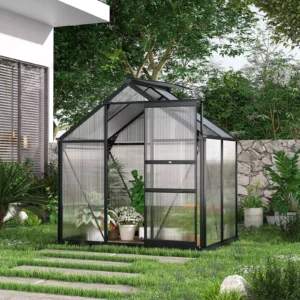 Outsunny 6'x4' Clear Polycarbonate Greenhouse - Grey