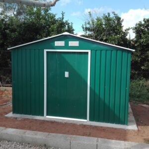 Outsunny 9ft x 6ft Metal Garden Shed - Green with Foundation Grid