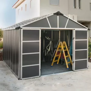 Palram 11x13 Canopia Yukon Plastic Shed - Dark Grey