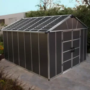 Palram 11x13 Canopia Yukon Plastic Shed - Dark Grey with Anti Slip WPC Floor