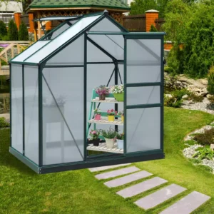 Outsunny 6'x4' Clear Polycarbonate Greenhouse - Green