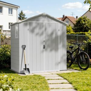 Pro-Tect Essential 6'x4' Plastic Resin Garden Shed with Integral Floor - Light Grey
