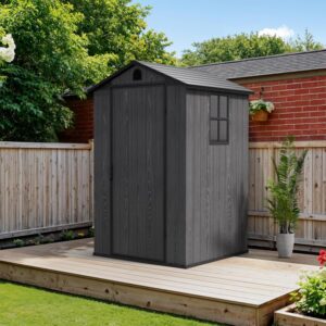 Pro-Tect Essential 4'x4' Plastic Resin Garden Shed with Integral Floor - Dark Grey