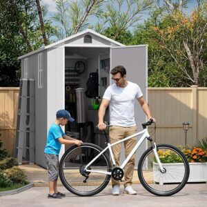 Pro-Tect Essential 4'x8' Plastic Resin Garden Shed with Integral Floor - Light Grey