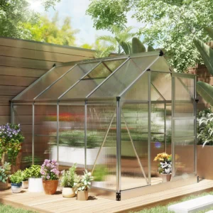 Outsunny 6ft x 8ft Polycarbonate Greenhouse - Silver Tone Clear