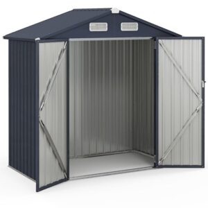 Pro-Tect 6x3 Metal Apex Double Hinged Shed with Foundation Grid - Dark Grey