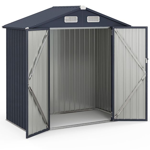 Pro-Tect 6x3 Metal Apex Double Hinged Shed with Foundation Grid - Dark Grey